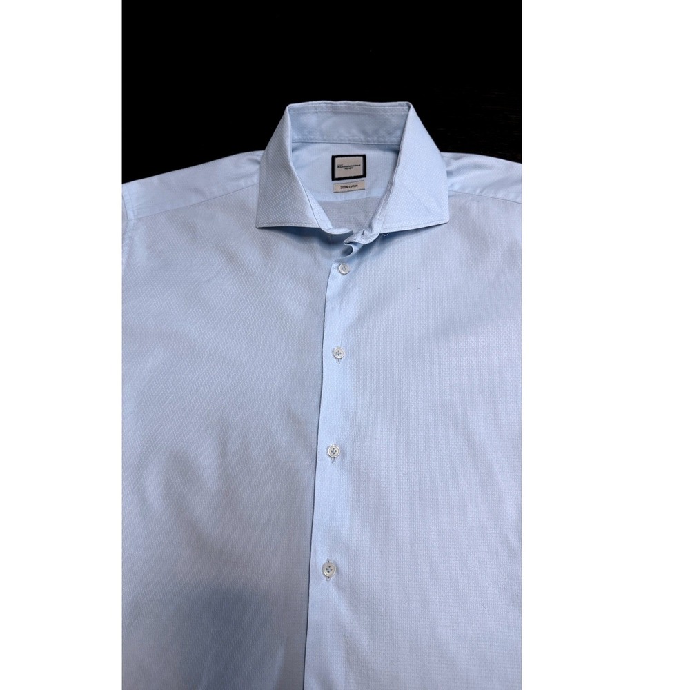 Camicissima Trendy Mens Light Blue Diamond Dobby Cotton Dress Shirt 42 16.5 L